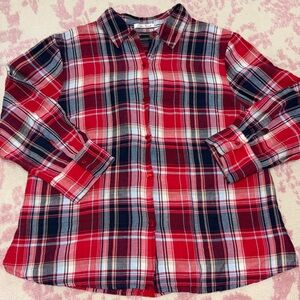Goodclothes Linen Blend Red Plaid Button-Down Shirt Women’s L